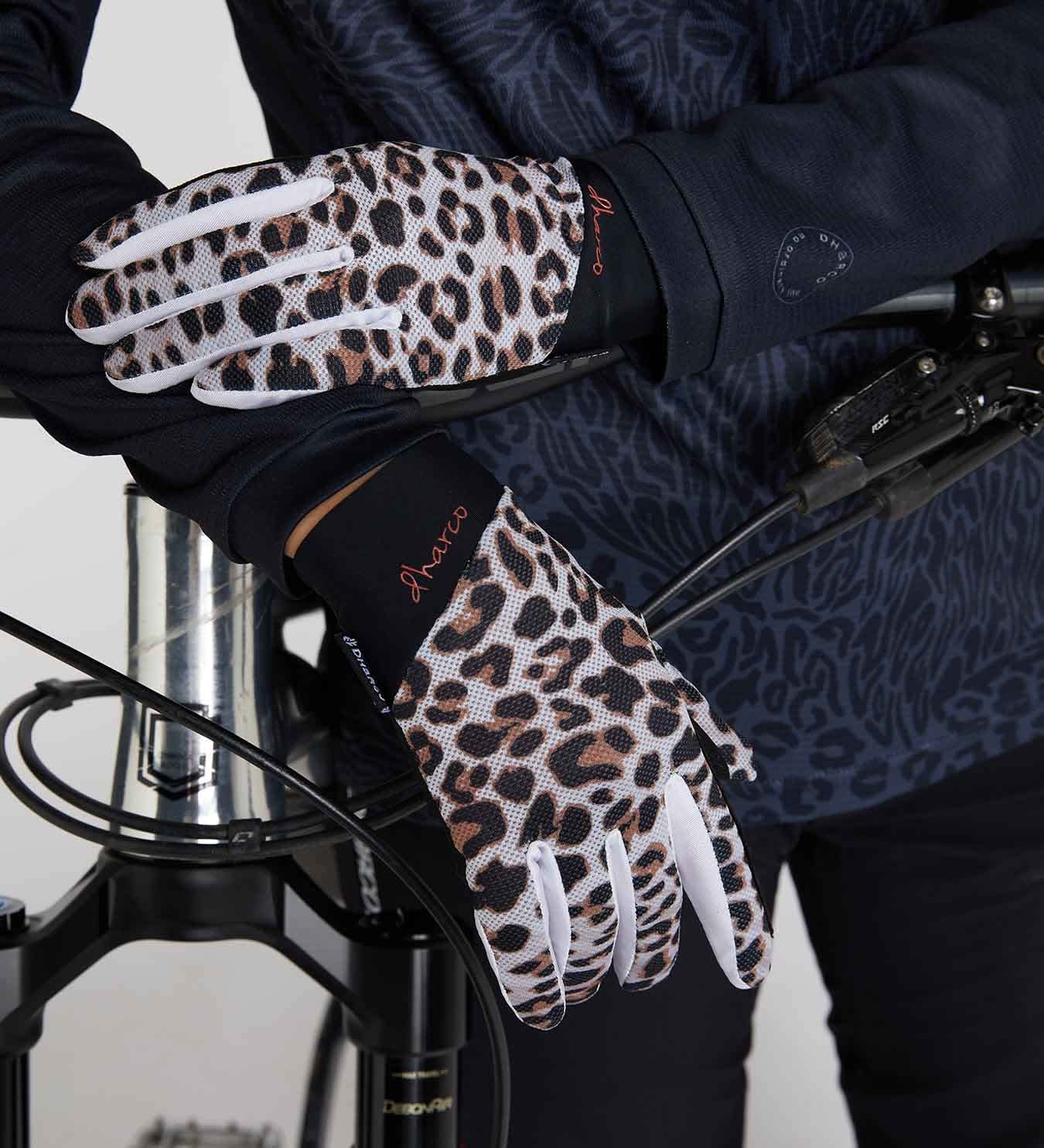 DHaRCO Womens Gloves Leopard – Top Gear Cycles - Main Image