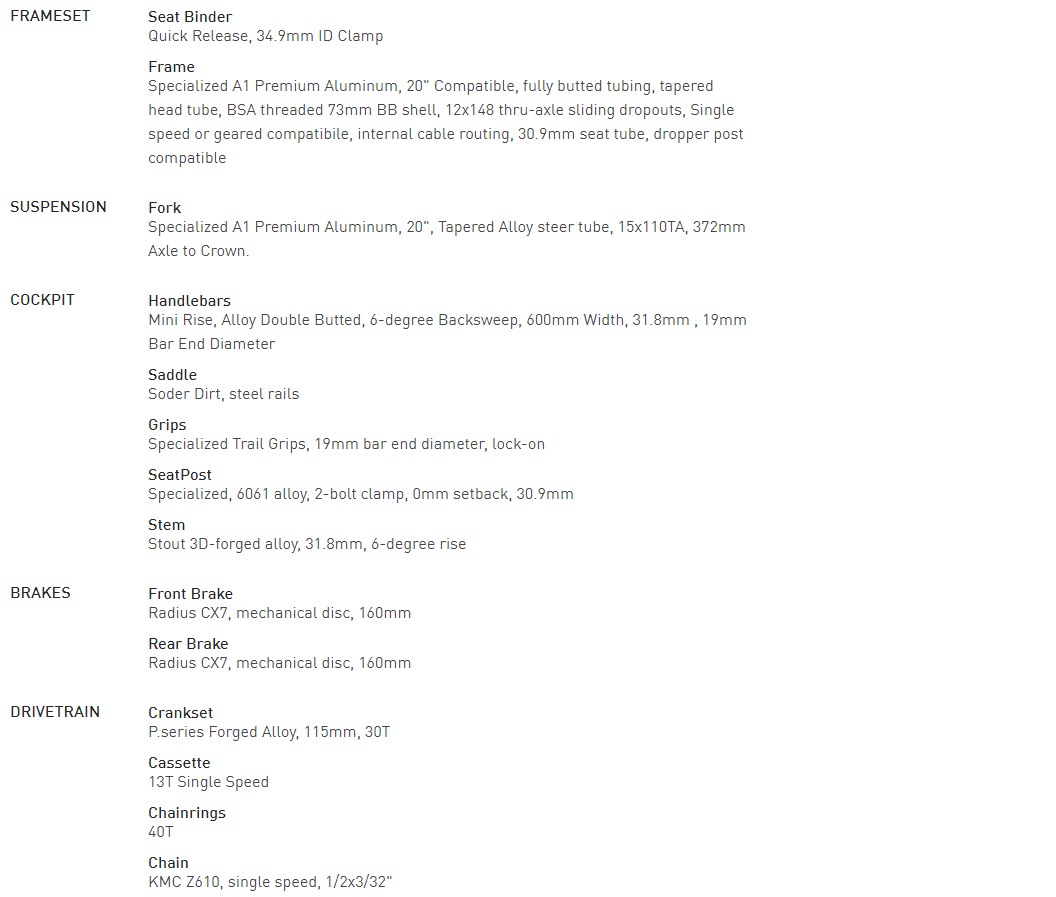 Specialized P Series P1 20"