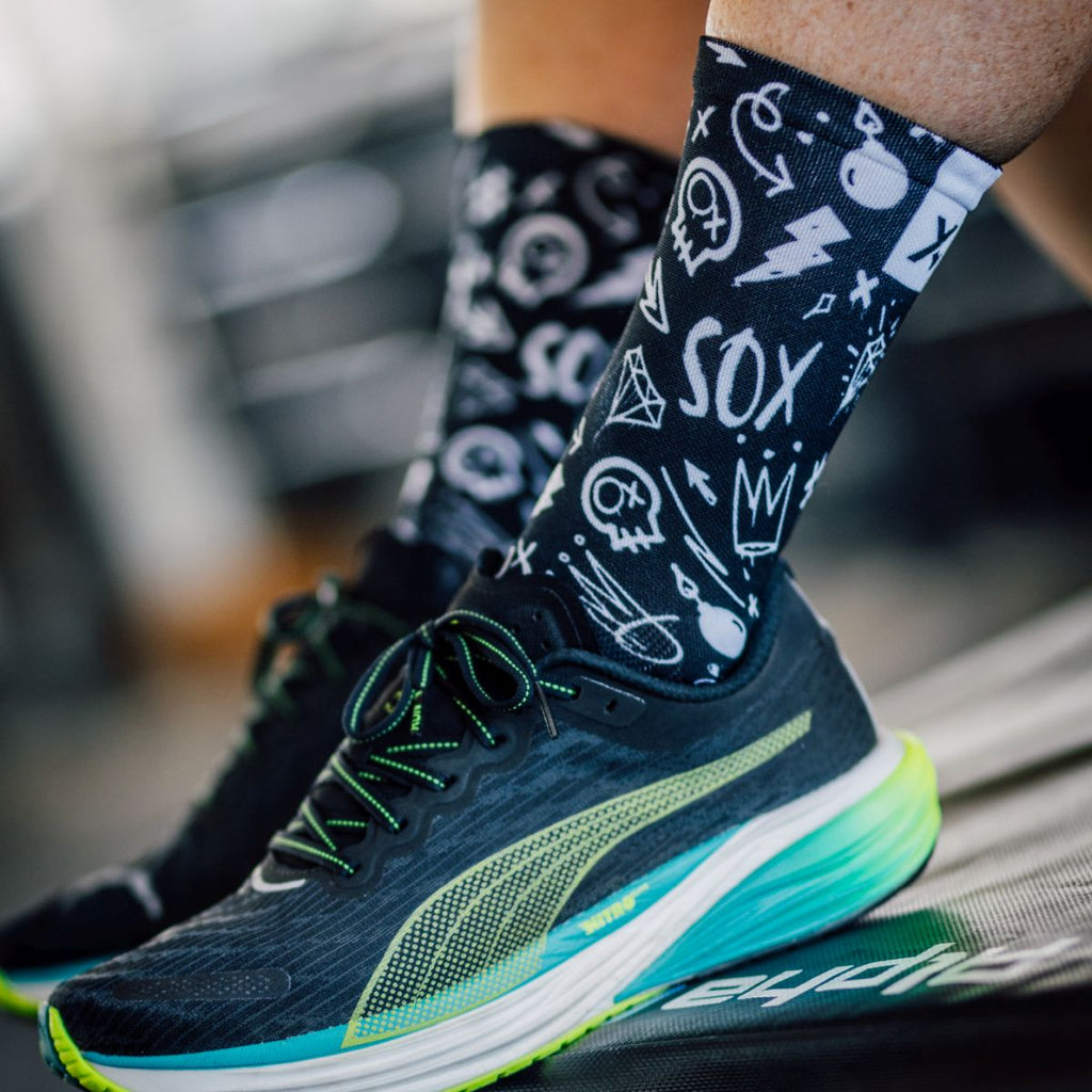 SOX FOOTWEAR - DOODLE BLACK CREW SOCKS