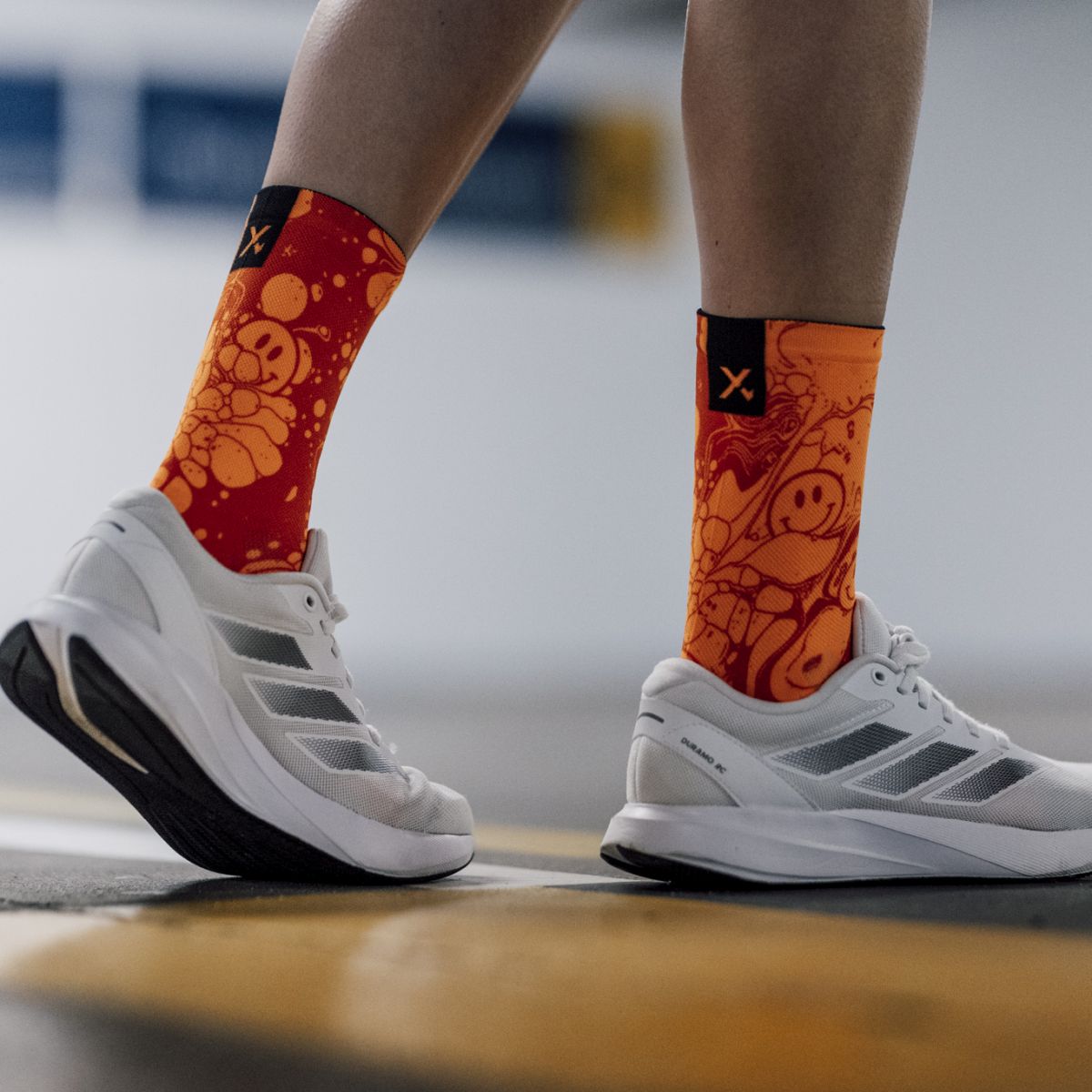 SOX FOOTWEAR - NEON SLIDE ORANGE CREW SOCKS