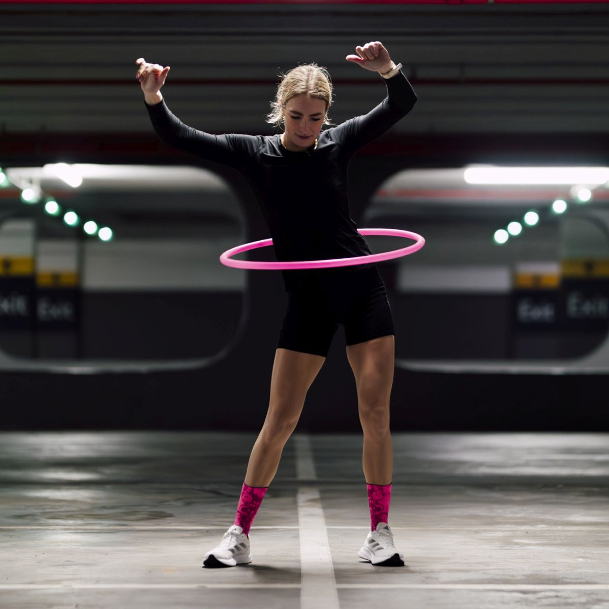 SOX FOOTWEAR - NEON SLIDE PINK CREW SOCKS