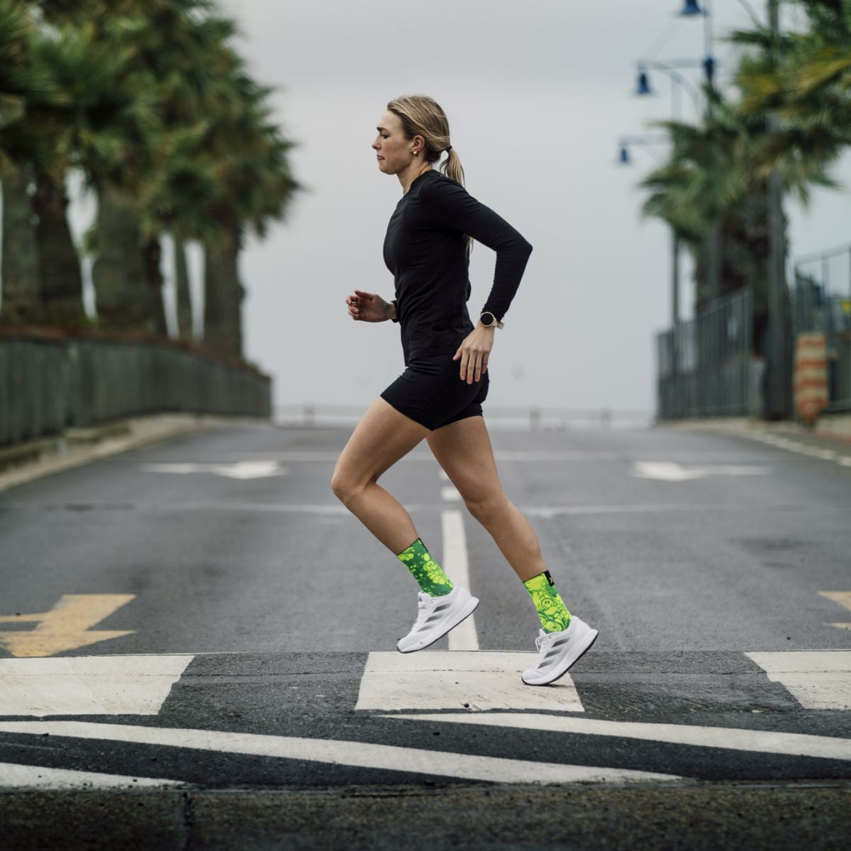 SOX FOOTWEAR - NEON SLIDE YELLOW CREW SOCKS
