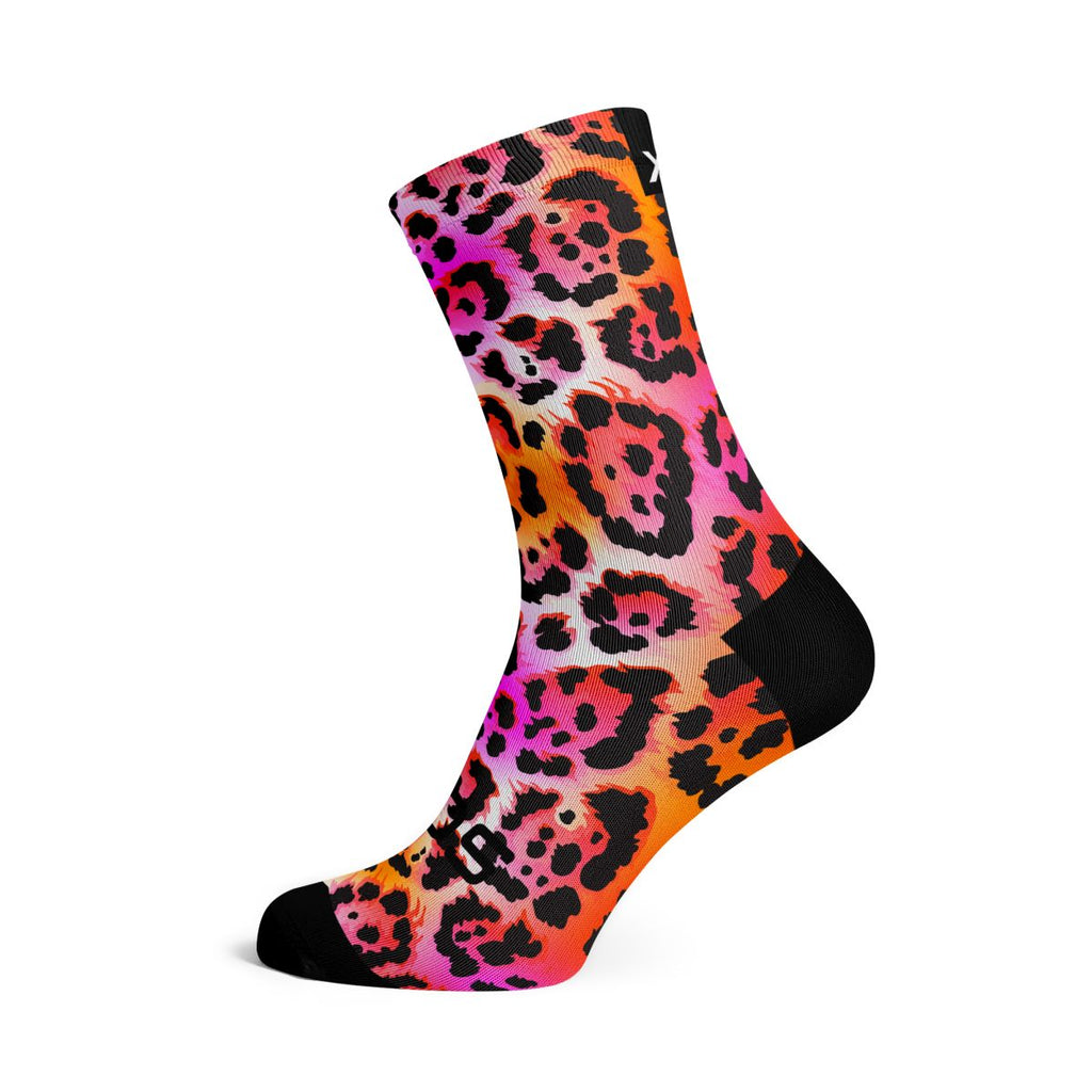 SOX FOOTWEAR - ELECTRIC LEOPARD PINK CREW SOCKS