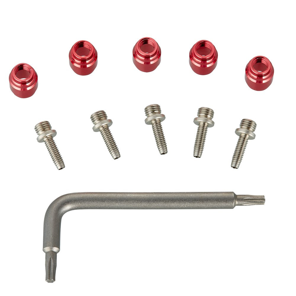 SRAM Disc Brake Hose Fitting Kit - (Includes 5 Threaded Hose barbs, 5 Red Comp Fittings, and 1 T8 TORX) - AVID and SRAM Brakes