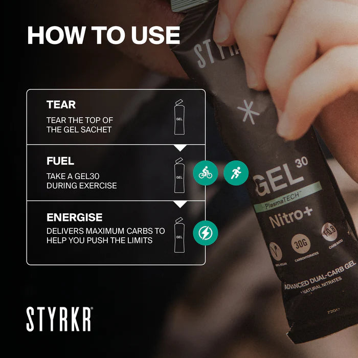 Styrkr Gel GEL30 Nitro+ Dual-Carb Energy Gel Apple/Blackcurrant