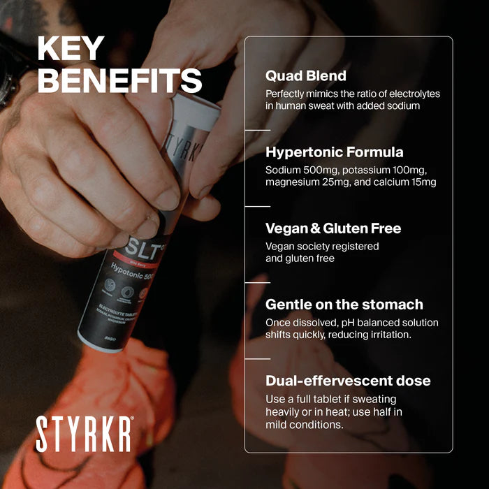 Styrkr Electrolyte SLT07 Hypotonic 500 Mild Berry Quad-Blend Effervescent Tablets