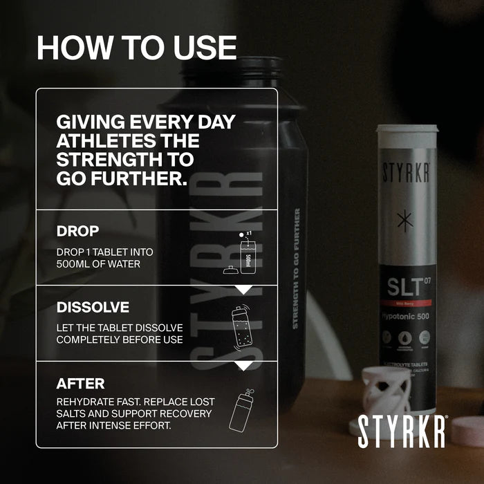 Styrkr Electrolyte SLT07 Hypotonic 500 Mild Berry Quad-Blend Effervescent Tablets