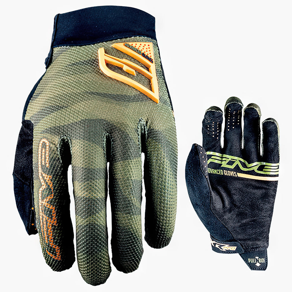 FIVE XR-Pro MTB Gloves - Camo Khaki/Fluro Orange