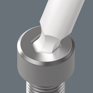 The spherical drive profile means that it is possible to swivel the axis of the tool to that of the screw, and therefore enable angled, "around-the-corner" screwdriving jobs.