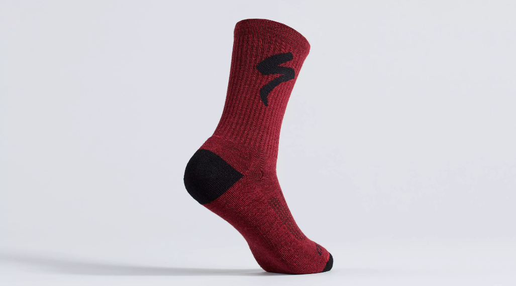 Specialized Merino Midweight Tall Logo Sock Maroon M