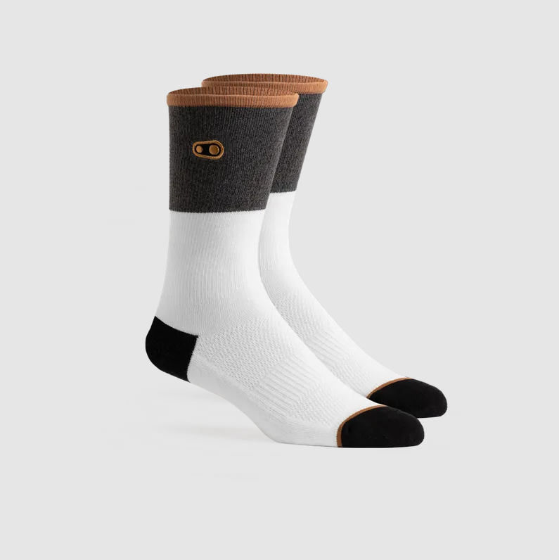 Crankbrothers Socks Icon MTB Thick 9" White / Heather Grey / Gum - S/M